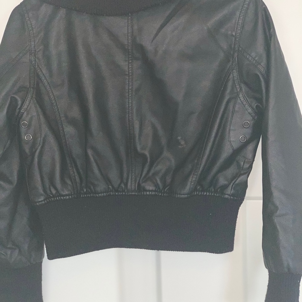 Black Faux leather Jacket- Youth